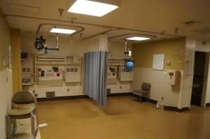 We remove patient monitors and wall fixtures, curtains and lights
